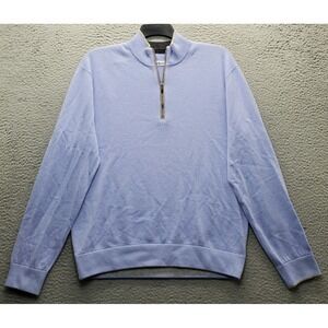 Greyson Golf Sweater Mens XL Blue Cashmere Blend Provident Bank 1/4 Zip Pullover